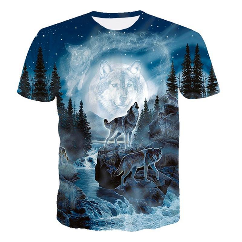 Trička s 3D potiskem Wolf Muži Ženy Léto Osobnost Cool Potisk Grafika Top Trička Unisex Tričko s krátkým rukávem Velká velikost