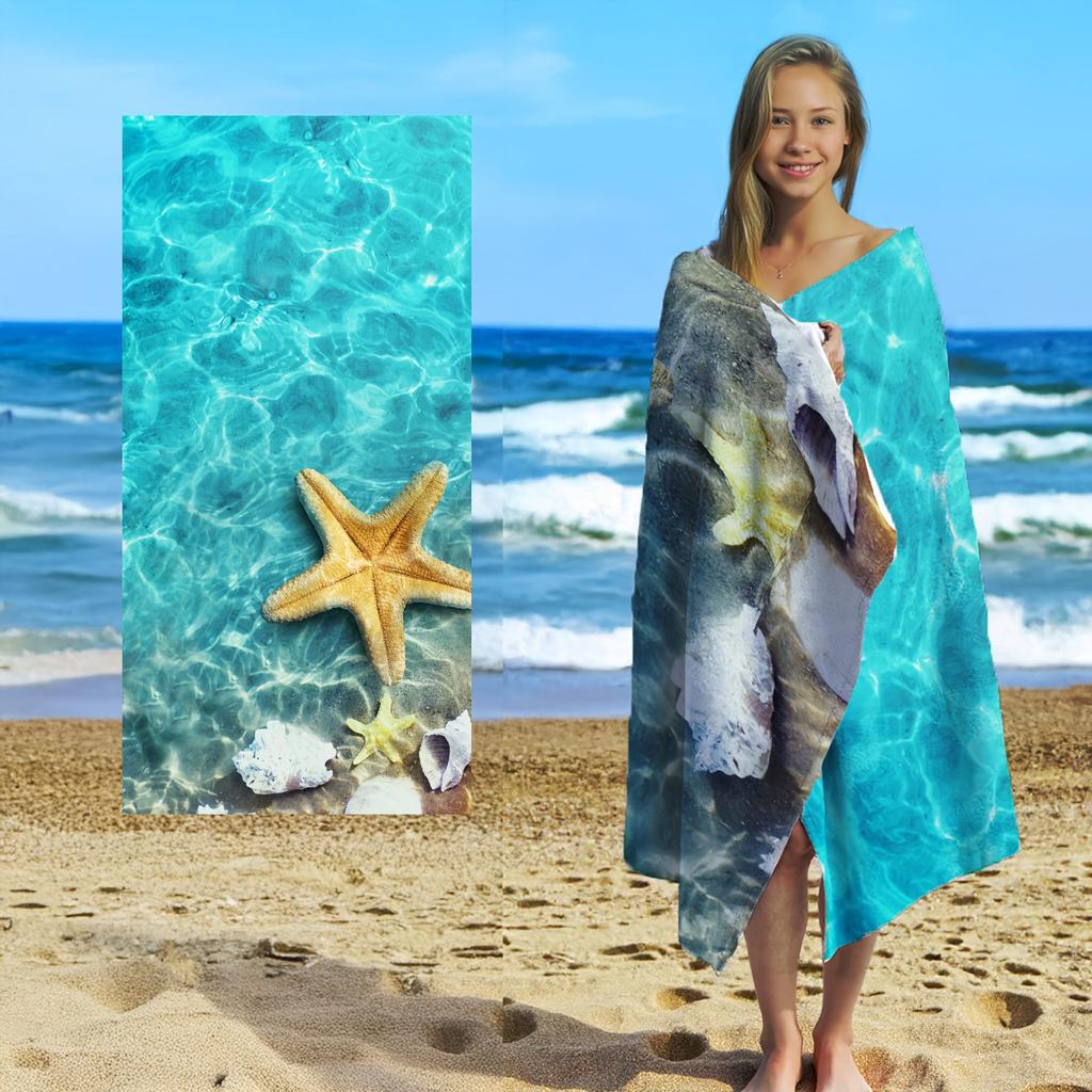 Lobster Beach Towel Hooded Wearable Blanket Oversized Microfiber Bath Towel Quick Dry Swimming Pool Surf Towel Summer