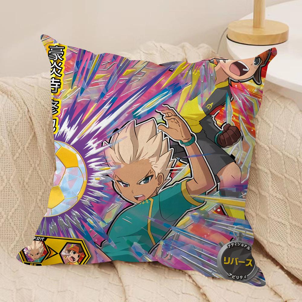 IInazuma ElevenS Anime Cushion Cover Silky Short Plush Invisible Zipper Dustproof Sofa Pillow Case For Home Decor