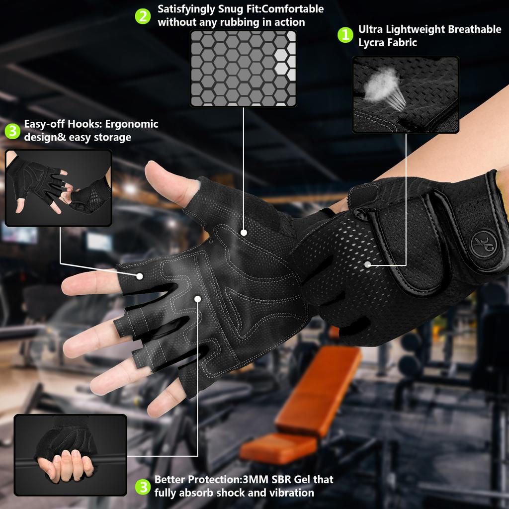 Gym Gloves Non-slip 3MM Pads Pull Up Power Training Weight Lifting Gloves Kettlebell Workout Exercise Fitness Gloves Men