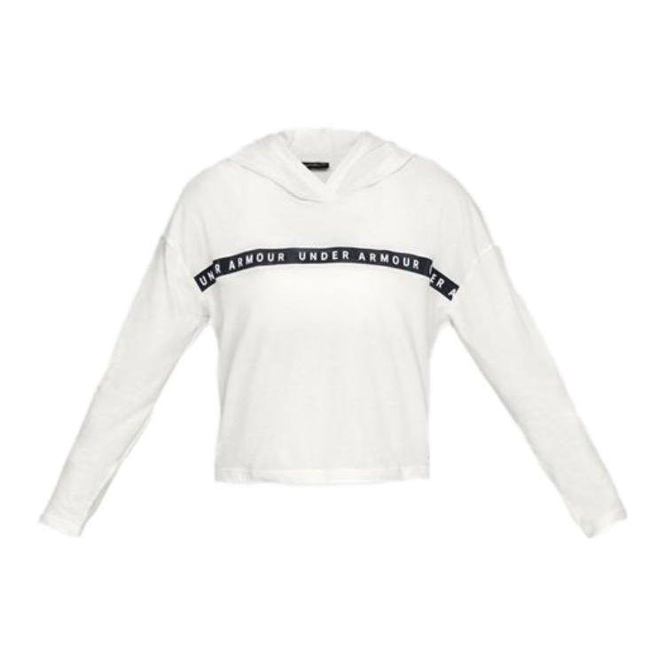 

Under Armour Letter Print Hooded Long Sleeve T-Shirt Women tops White 1345891-112 S