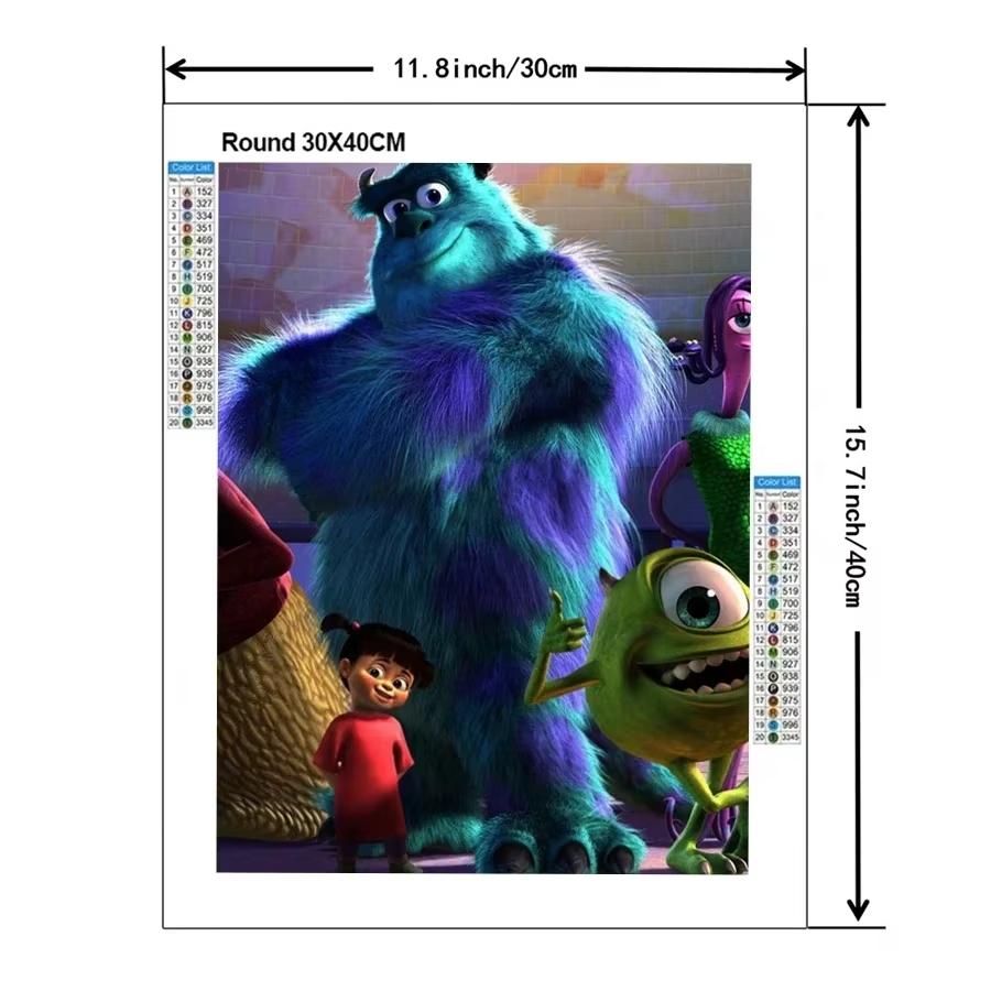 Monsters Inc Diamond Embroidery Cartoon Round Diamond Painting New Mosaic Puzzle Rhinestones Home Wall Decor