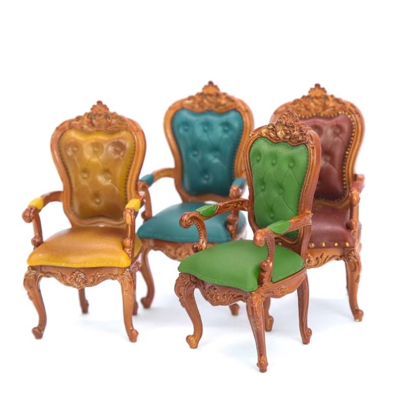 Vintage Chair Toy Figure Model Realistic Vintage Realistic Doll House Pretend Girls Gift Realistic Victorian Chair