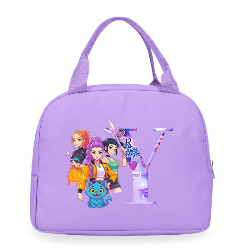 Trend Kpop Anime Cartoon Peripheral 26 Letter Printing Bento Bag Commuter Portable Lunch Box Bag
