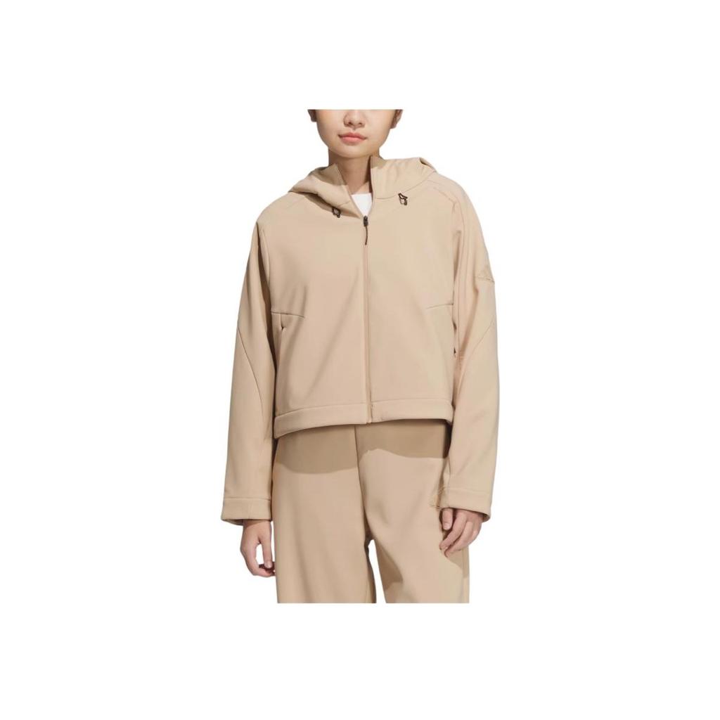 Adidas Casual Series Hooded Fashion Versatile Warm Jacket Women Jacket Warm-Sand JM8859