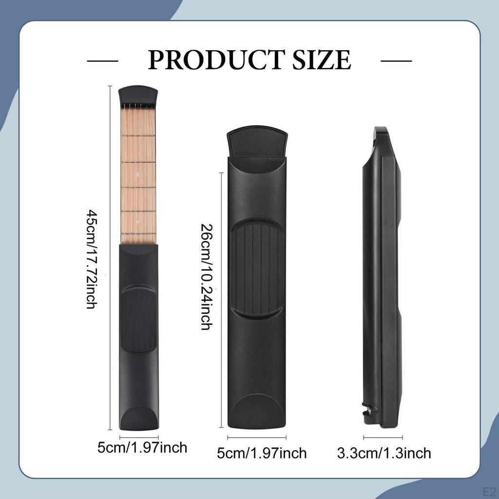 Pocket Guitar Practice Tool Easy To Use with Velvet Pouch for Kids Adults Portable Neck 6