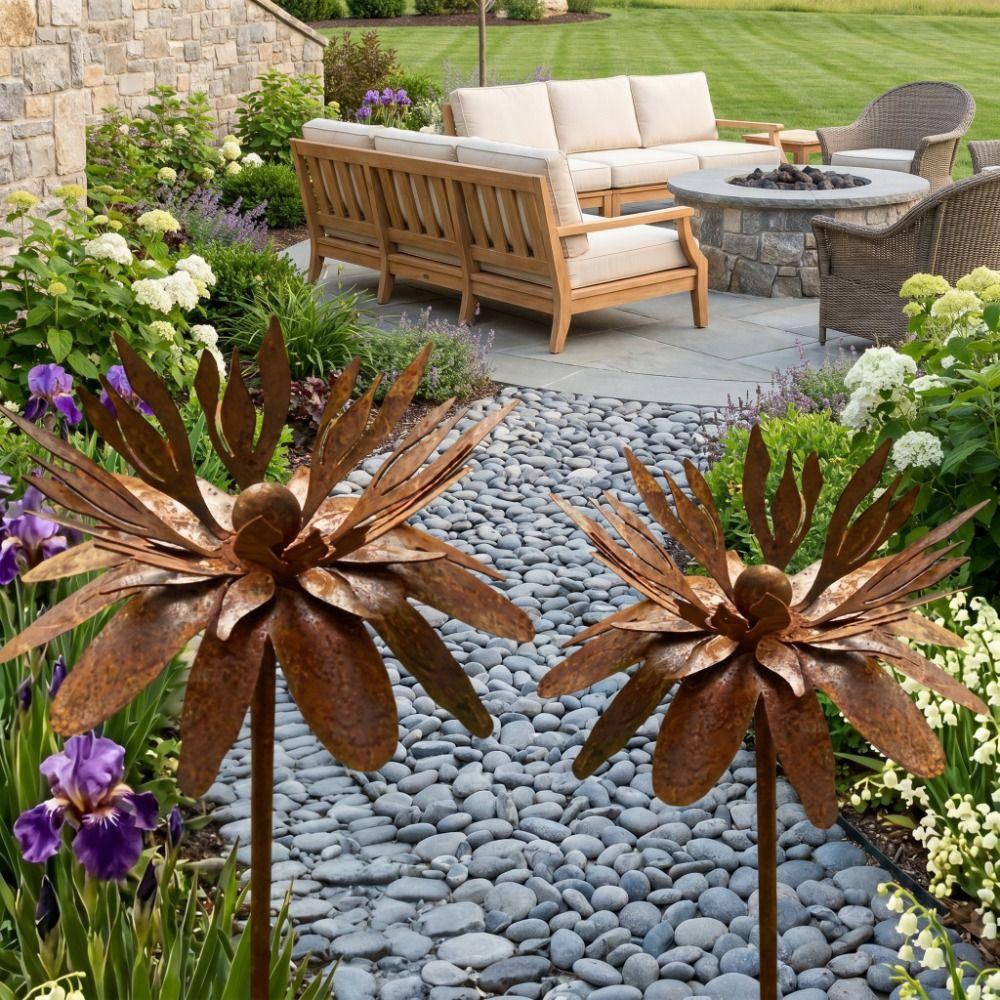 Rust-Resistant Flower Garden Stake Rustic Lawn Ornament Forest Style Flower Decoration Patio