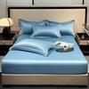 Washed Silk Summer Fitted Sheet Set - Ice Silk Mattress Protector, Cover, and Bedspread (3-Piece)