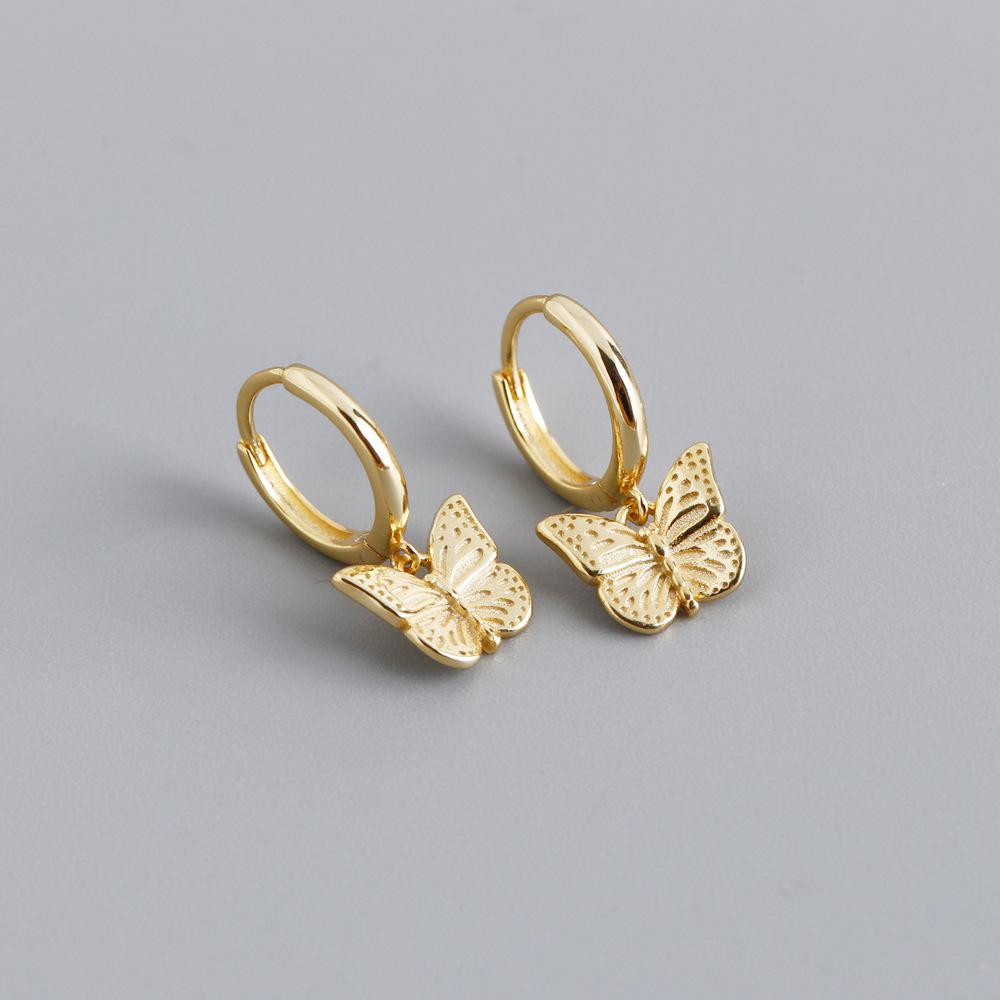 925 Silver Fashion Butterfly Shape Earrings for Women Gold/Silver Earring Wedding Jewelry