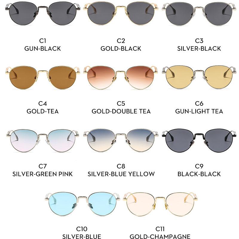 SHAUNA Retro Metal Round Punk Men Sunglasses Shades UV400 Fashion Trending Gradient Women Sun Glasses