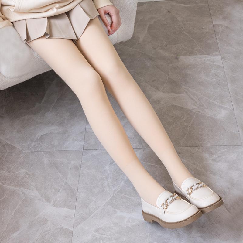 "Youkeshu Double-Layer Women's Nude Stockings with Velvet: Autumn/Winter Flesh-Colored Leggings"