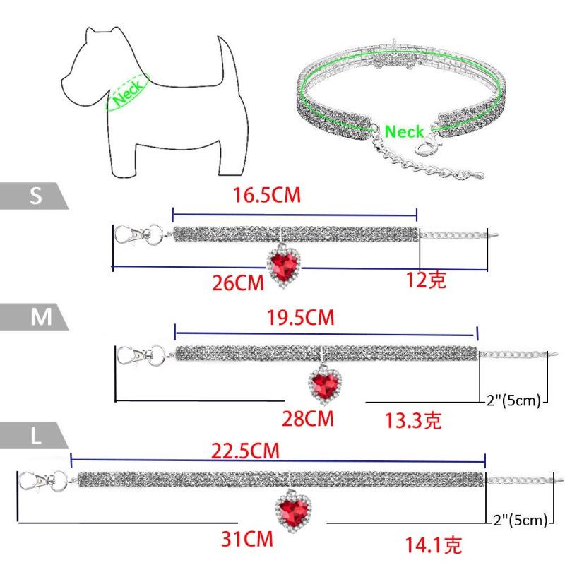 Herzförmig Tränenförmig Diamant Katzenhalsband Luxus Haustier Hals Dekorative Produkte Niedlich Bling Hund Kristall Anhänger Diamant Halsband