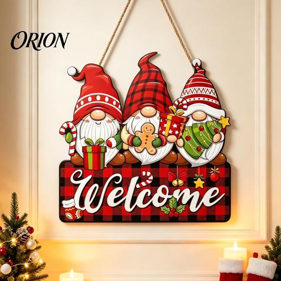 Decorative Christmas Gnome Craft Wooden Hanging Pendant, Cartoon Ornament, Merry Gift for Family Door Sign Home Shop Holiday Party Decoration