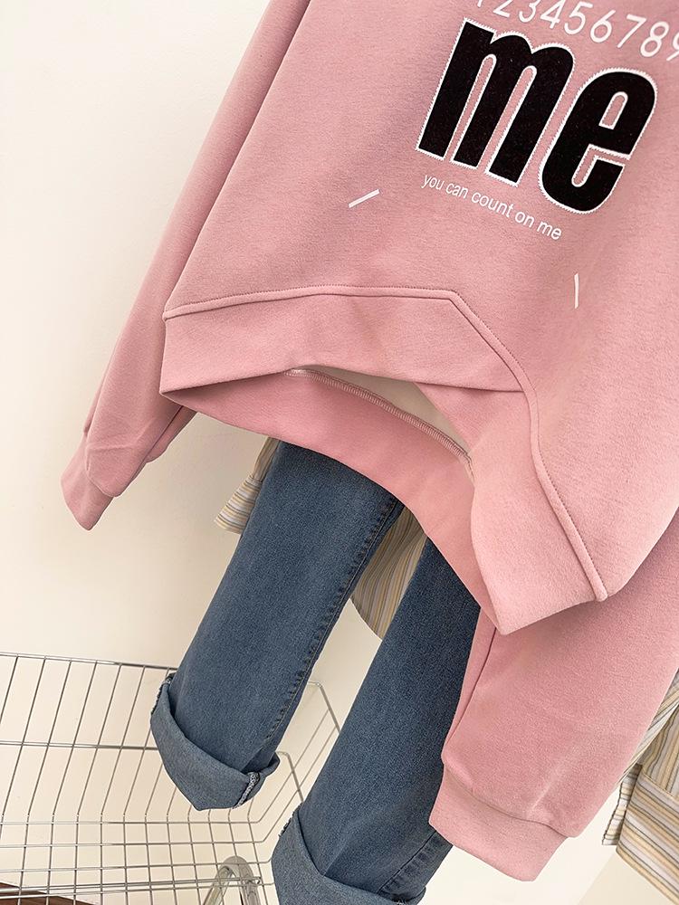 Large American Print Round Neck Pullover: Belly-Covering, Casual, Versatile Long Sleeve Cropped Sweater