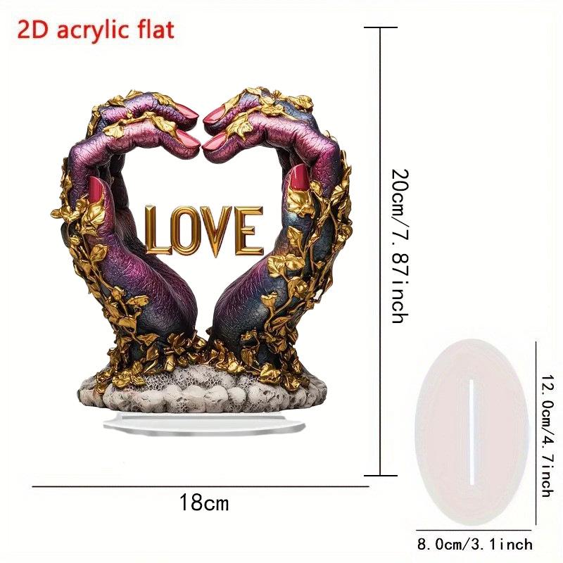 Modern Acrylic Hands of Love Romantic Desktop Sign and Plaque
