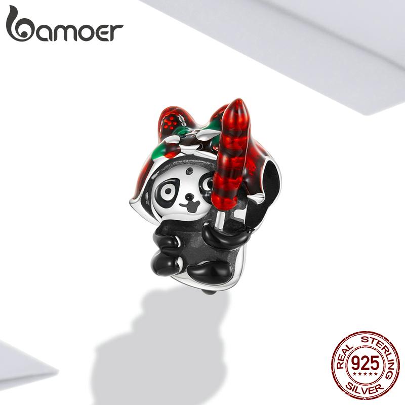 

BAMOER из стерлингового серебра 925 пробы, нежная шляпа тигра, подвесная бусина в виде панды, подходит для оригинального браслета 3 мм, женские ювелирные изделия 925 silver