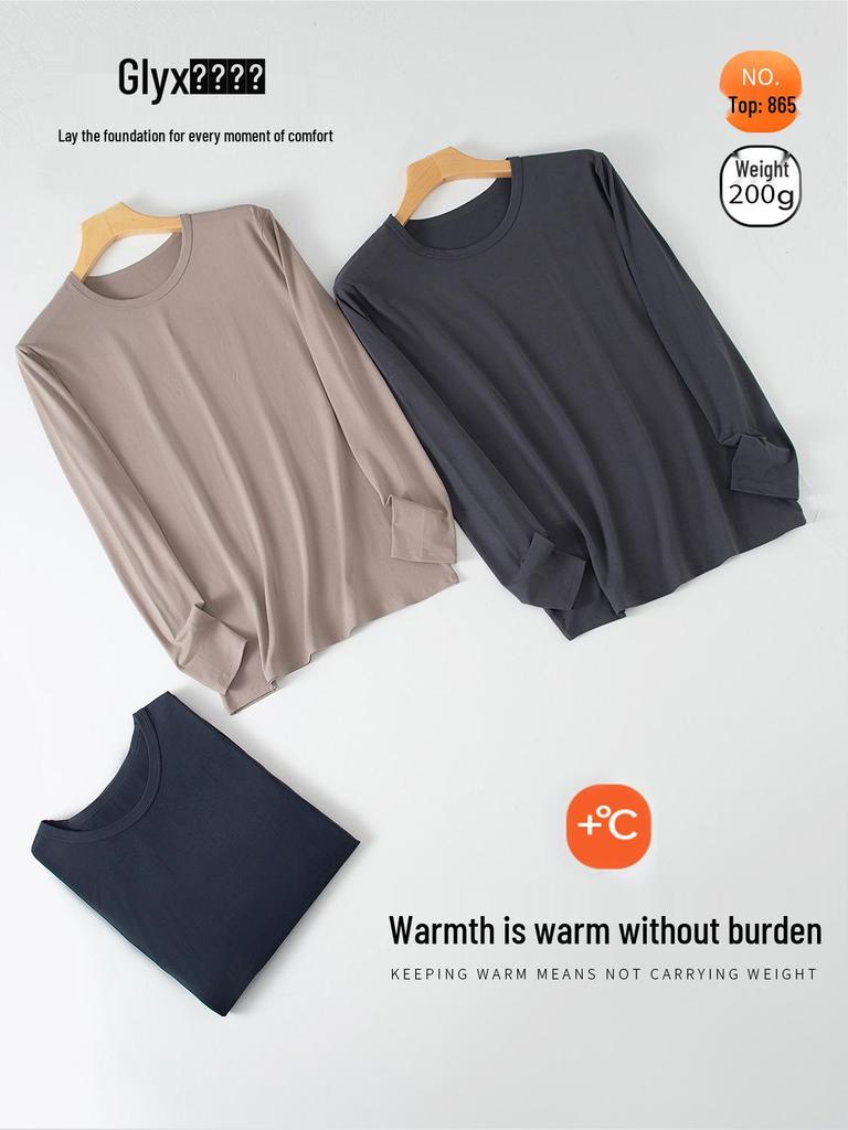 Men's Constant Temperature Cold-Proof Pajama Set - Long Sleeve & Pants, Comfortable, Thin, Warm Base Layer.