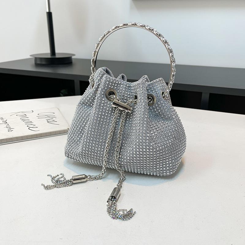 imple design mini bucket bag, popular bright diamond bag women's versatile new versatile chain messenger bag