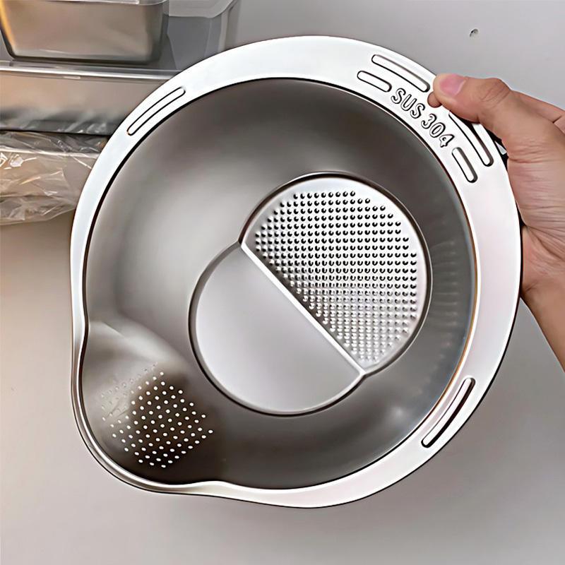 1 high-quality 304 stainless steel strainer - food safety rice and vegetable washing basin