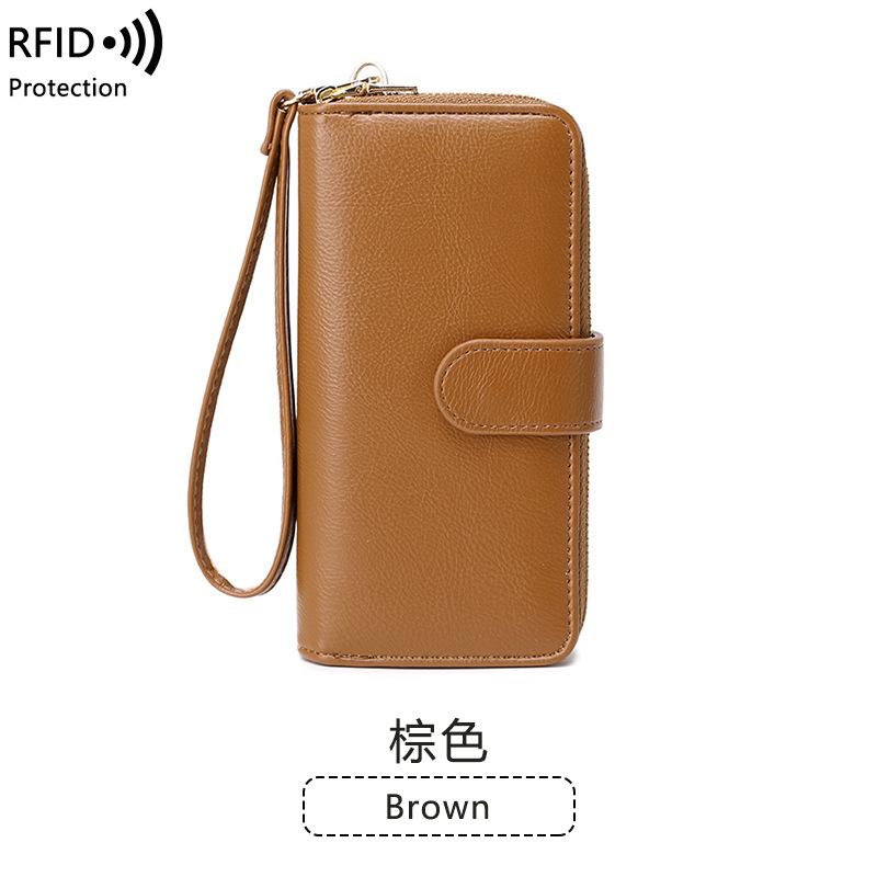 New anti-theft brush women's wallet soft leather multi-card zipper wallet multi-function mobile phone wallet