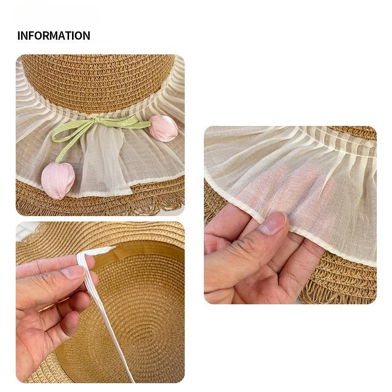 Summer sunshade flower versatile large brim anti-ultraviolet sun hat women