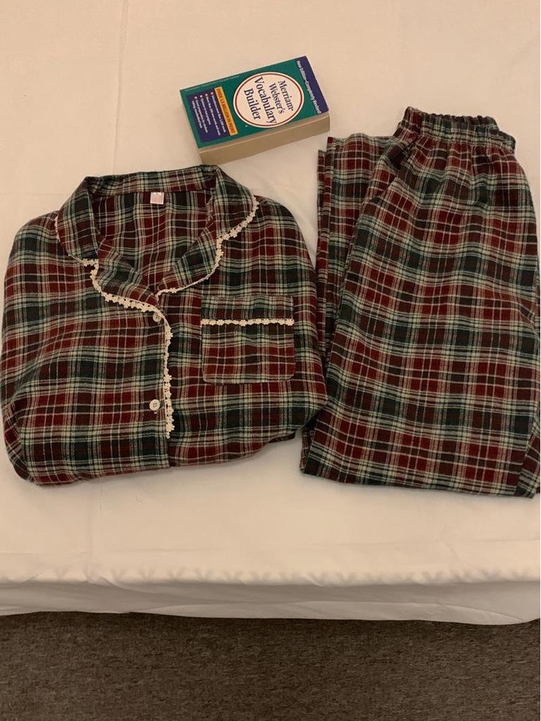 Japanese & Korean Style Couple's Plaid Lace Long-Sleeve Pajama Set