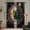 2Pcs Sun Moon Windows Curtains Retro Bohemian Antique Hippie Gold Sun Crescent And Star Curtains For Living Room Bedroom A