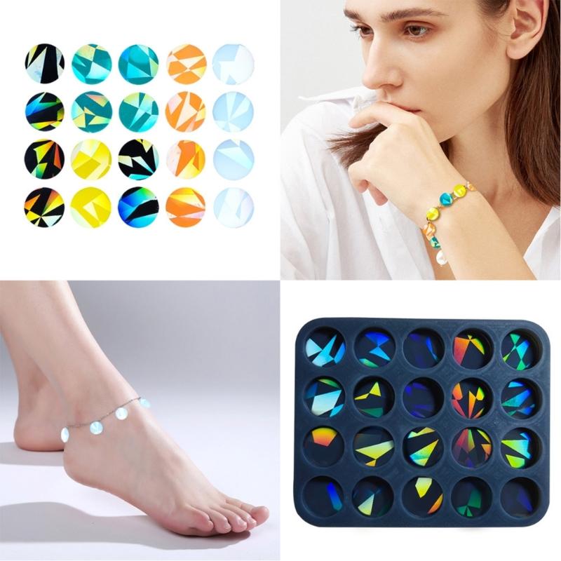 Silicone Mold for Earring Pendant Holographic Round Earring Resin Mold Rainbow Light Earring Keychain Charm Epoxy Mold