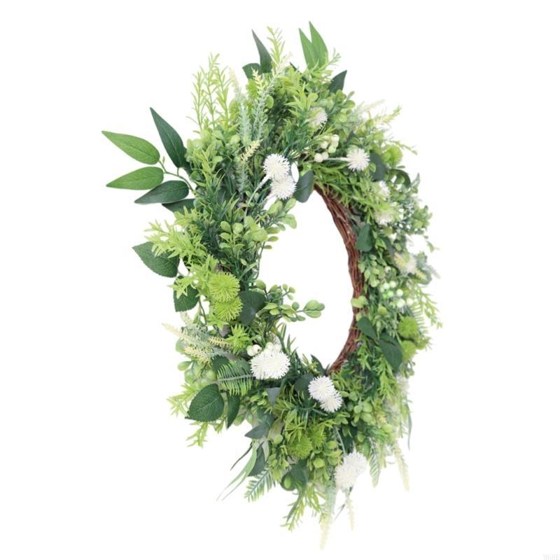 Artificial Leaf Flower Wreath Spring Festival Wreath Artificial Flower Wreath for Front Door Hallway Garden Farmhouses M68E