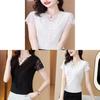 Summer Slim Fit T Shirt With Lace Paneling Polyester Fabric For Office Wear For Women