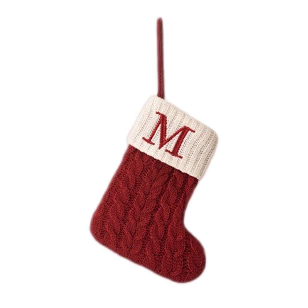 Letter Christmas Stocking Creative Christmas Tree Ornament Christmas Knitted Socks Decoration Props Christmas Decorations