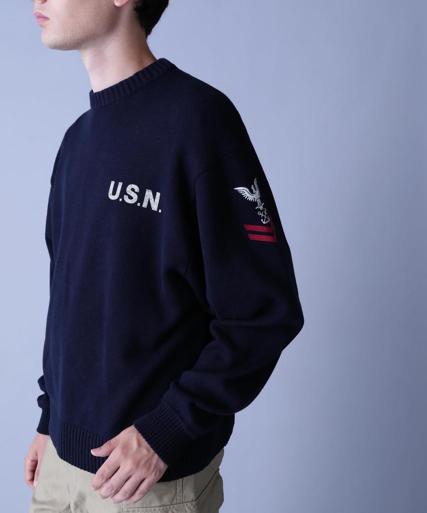 AVIREX NAVAL CREWNECK KNIT SWEATER XL 783-3932006 Navy