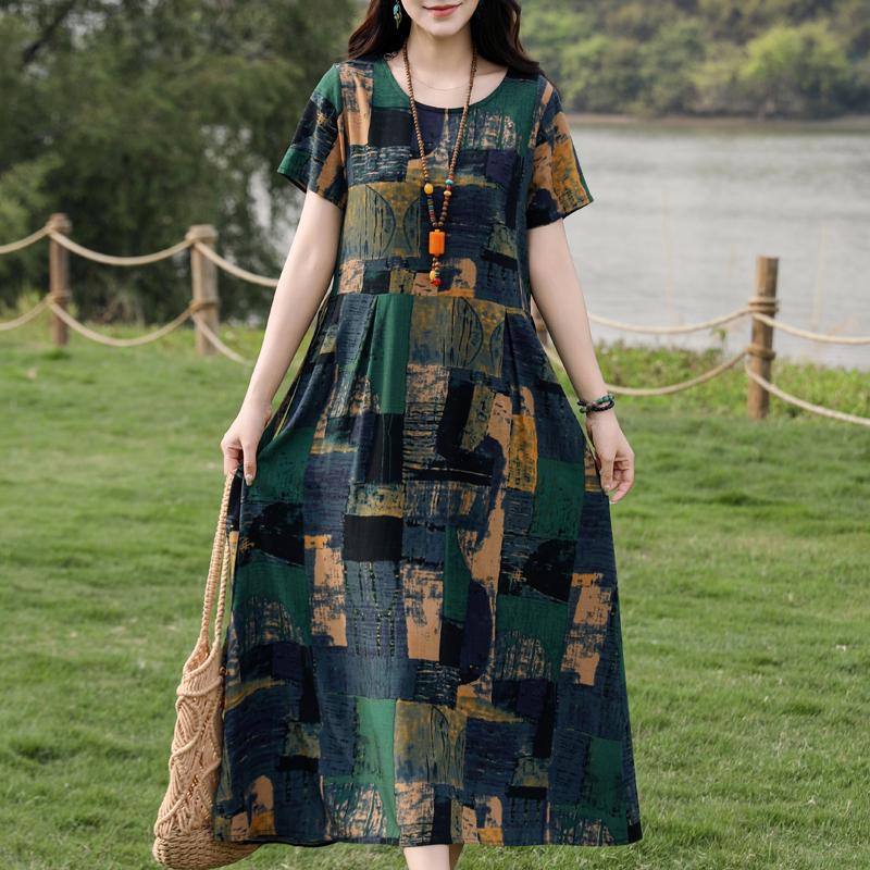 Women's Elegant Dresses Summer Vintage Clothes Casual Short Sleeve Summer Long Dresses