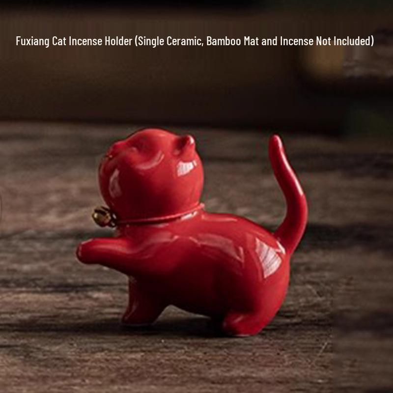 Ceramic Cat Incense Holder - Cute Aroma Burner for Home and Office