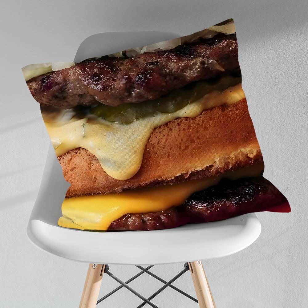 Food Art Fries Hamburger pillow over living room sofa cushion cover home decoration bedroom room bed pillow cover