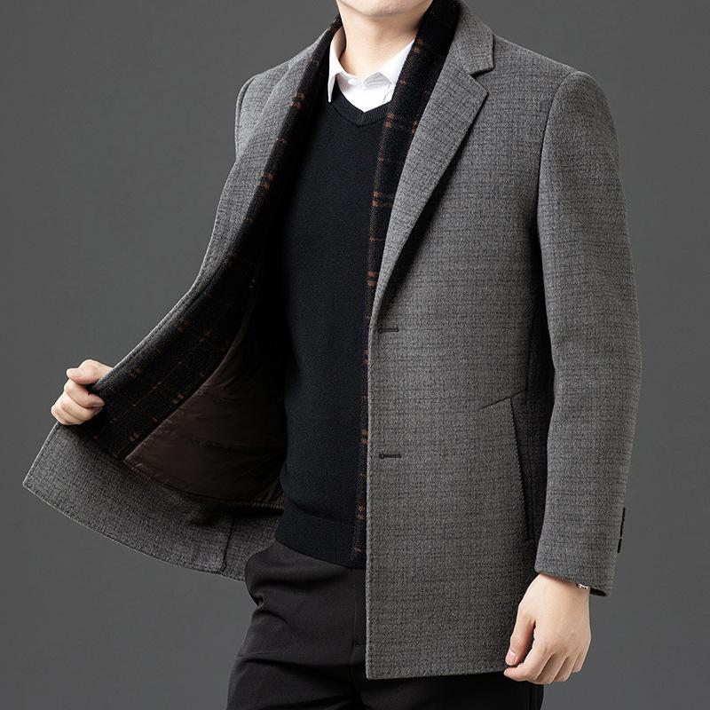 Men's Stylish Double-Sided Cashmere Coat: Modern Lapel Wool Jacket for Young and Middle-Aged