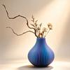 3D Printed Vase Modern Flowers Vase Decorative Vertical Textured Flower Vase for Dried & Fresh Flowers Farmhouse Coffee Table Kitchen Centerpieces