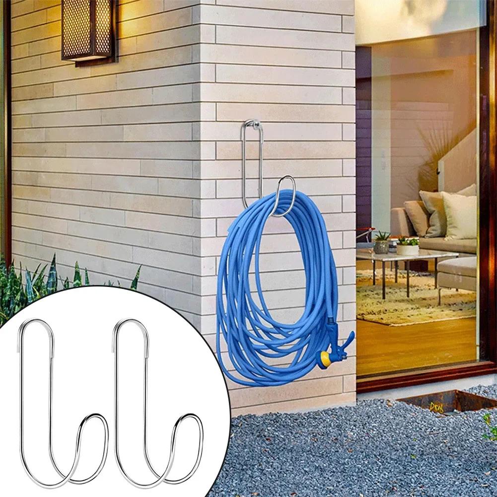 Hose Storage Solution Stainless Steel Hanger Indoor Organization Rust Resistant Design Weatherproof Materials Easy Installation