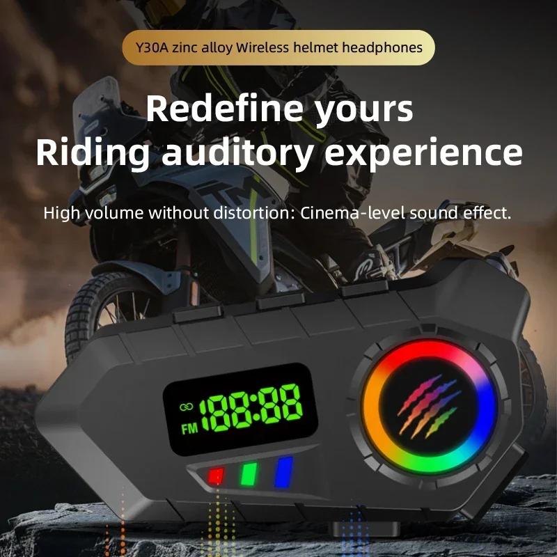 Motorcycle Helmet Headset with FM Radio, Bluetooth 5.4 Headphones, Waterproof Earphones, LCD Display