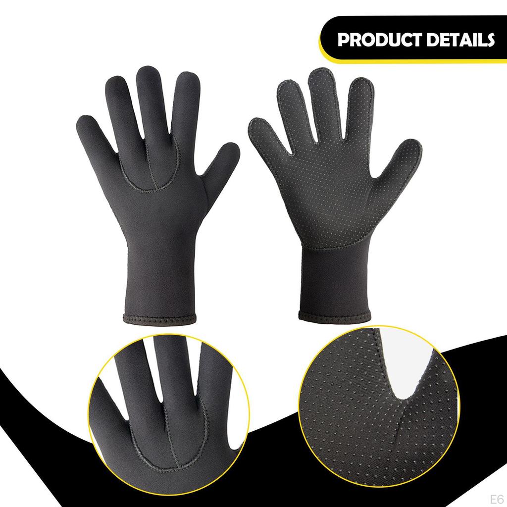 3mm Neoprene Diving Gloves, Five-Finger Non-Slip Swimming Hand Protection for Fishing,
