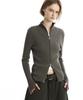 Teulimingbeodeu Tmb High-Neck Knit Zip-Up Cardigan [ Khaki Gray ]