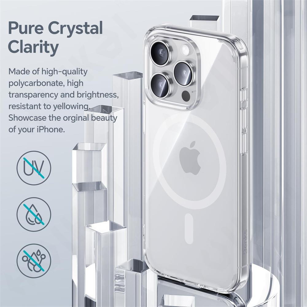 Magnetic Case for IPhone 16 15 14 13 11 Pro Max Plus XS Max XR 7 8 Plus Crystal Clear Protective with Magsafe Transparent Cover