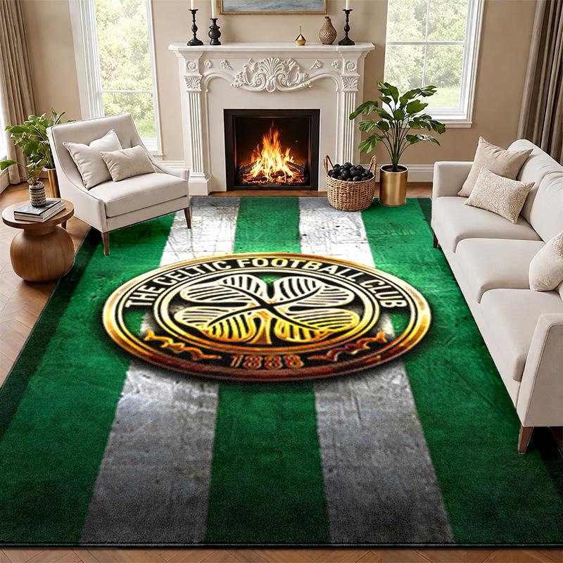 Celtic Football Club Teppich Fußmatte für Wohnzimmer oder Schlafzimmer Schutzmatte unter dem Stuhl Bürodeko Weihnachtsgeschenk Geburtstagsgeschenk