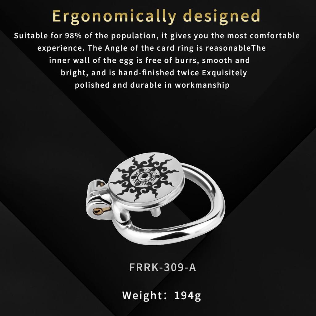 Sunflower Design Stainless Steel Chastity Belt for Men with Flat Negative Electrode Lock - Adult Product