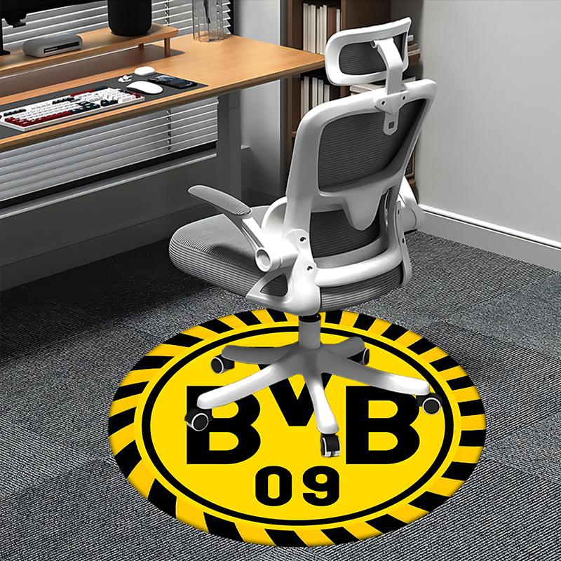 BVB,Dortmund Chair Mat Round Rug Office Carpet, Non Slip, Suitable for Living Rooms, Bedrooms Decor.1205016a