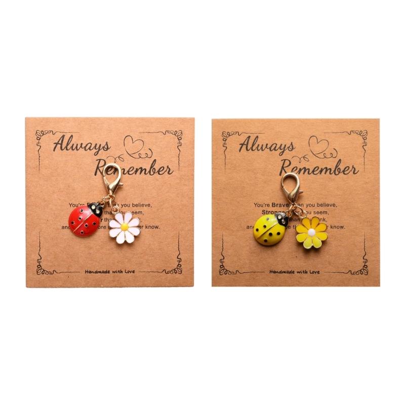 Pack of 10pcs Zinc Alloy Ladybird Daisy Keychain Charm Lightweight Nature Inspired Accessories For Bags Keys