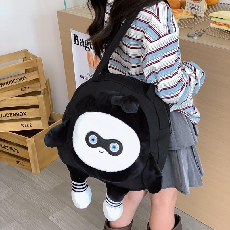 Egg Party Cute Cartoon Kids' Canvas Backpack, Large Plush Handbag & School Bag