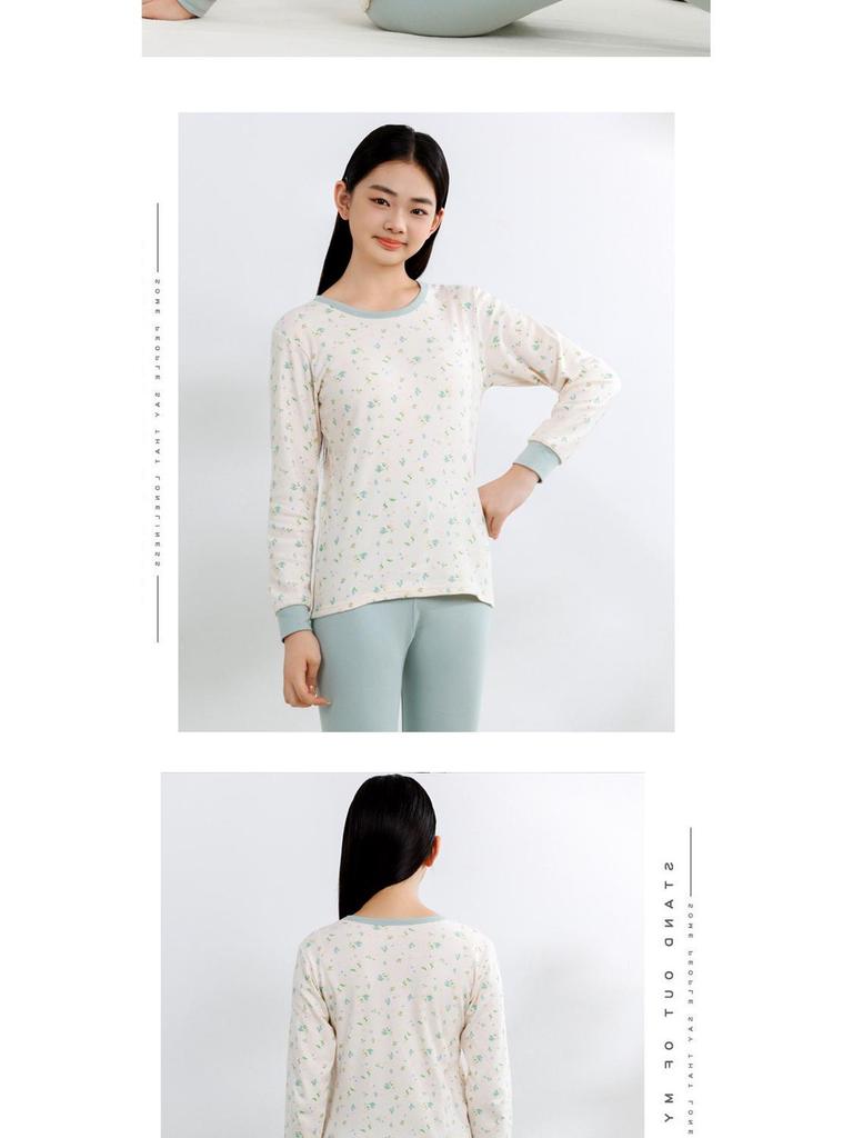 Termounderställ för barn: Bomullsunderställspyjamas för pojkar och flickor för höst och vinter