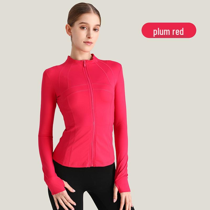 Women's Slim-Fit Quick-Dry High Elastic Yoga Jacket with Stand Collar