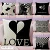 Advanced Black White Cushion Cover Natural Linen Double Sided Print  Throw Pillow Case for Sofa Couch Home Decor